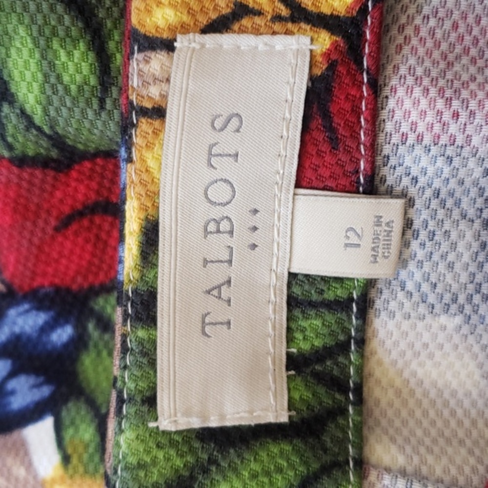 TALBOTS Rope Plaid Pencil Skirt Basketweave Colorful Preppy Office Midi Size 12 - Picture 8 of 9